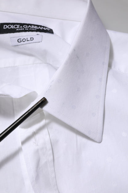 Dolce & Gabbana White Cotton GOLD Dress Formal Shirt