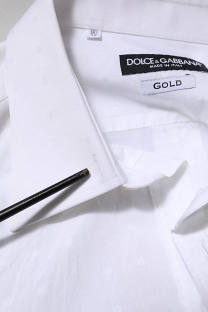 Dolce & Gabbana White Cotton GOLD Dress Formal Shirt