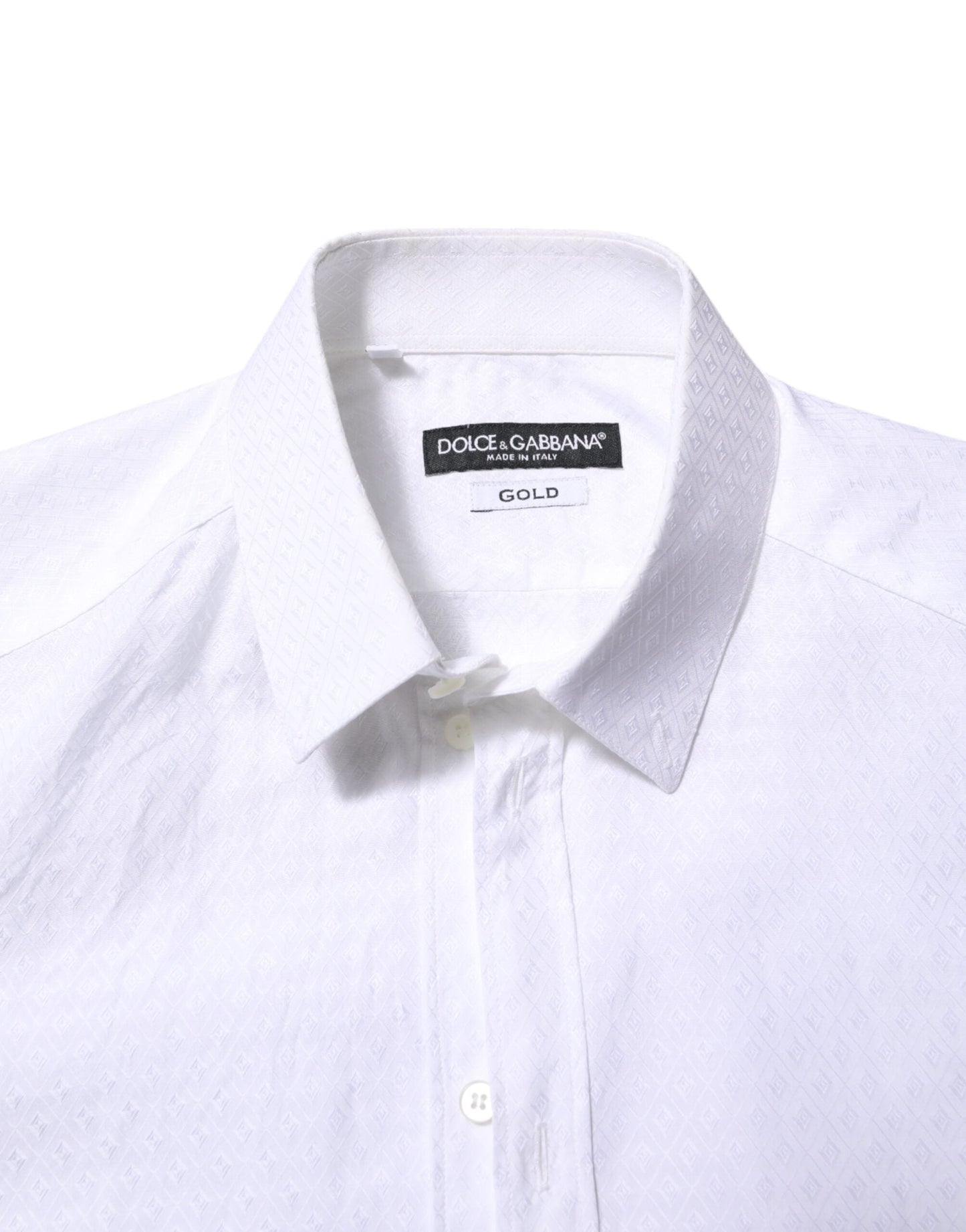 Dolce & Gabbana White Cotton GOLD Long Sleeves Formal Shirt