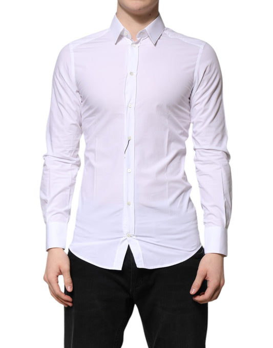 Dolce & Gabbana White Cotton GOLD Long Sleeves Formal Shirt