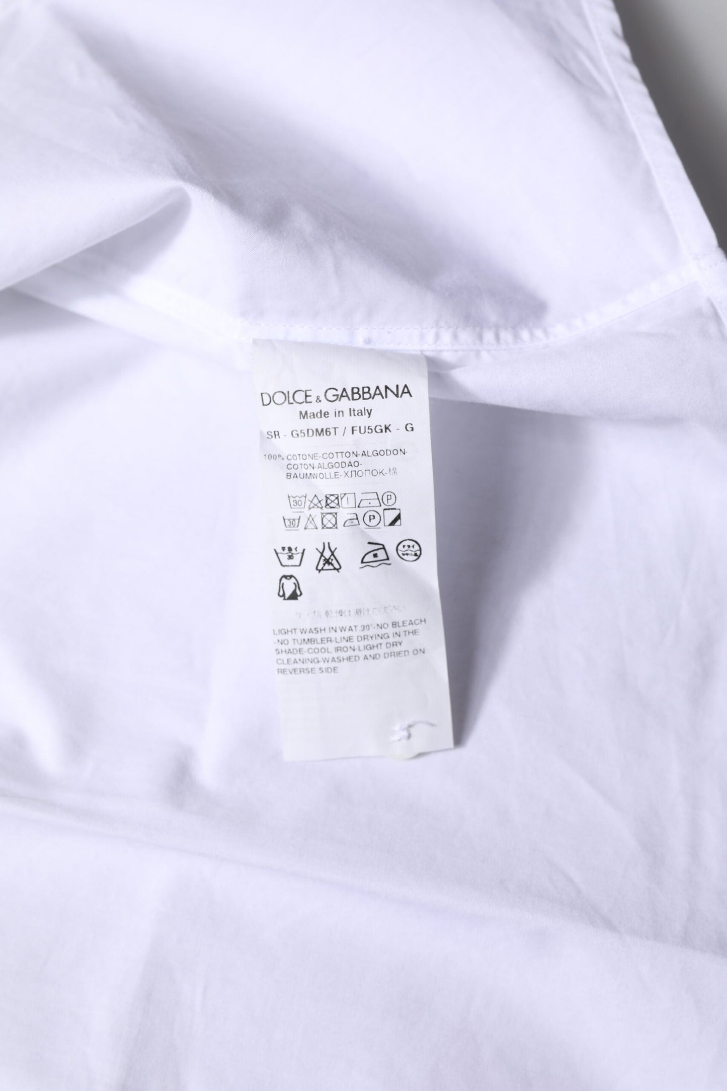 Dolce & Gabbana White Cotton GOLD Long Sleeves Formal Shirt