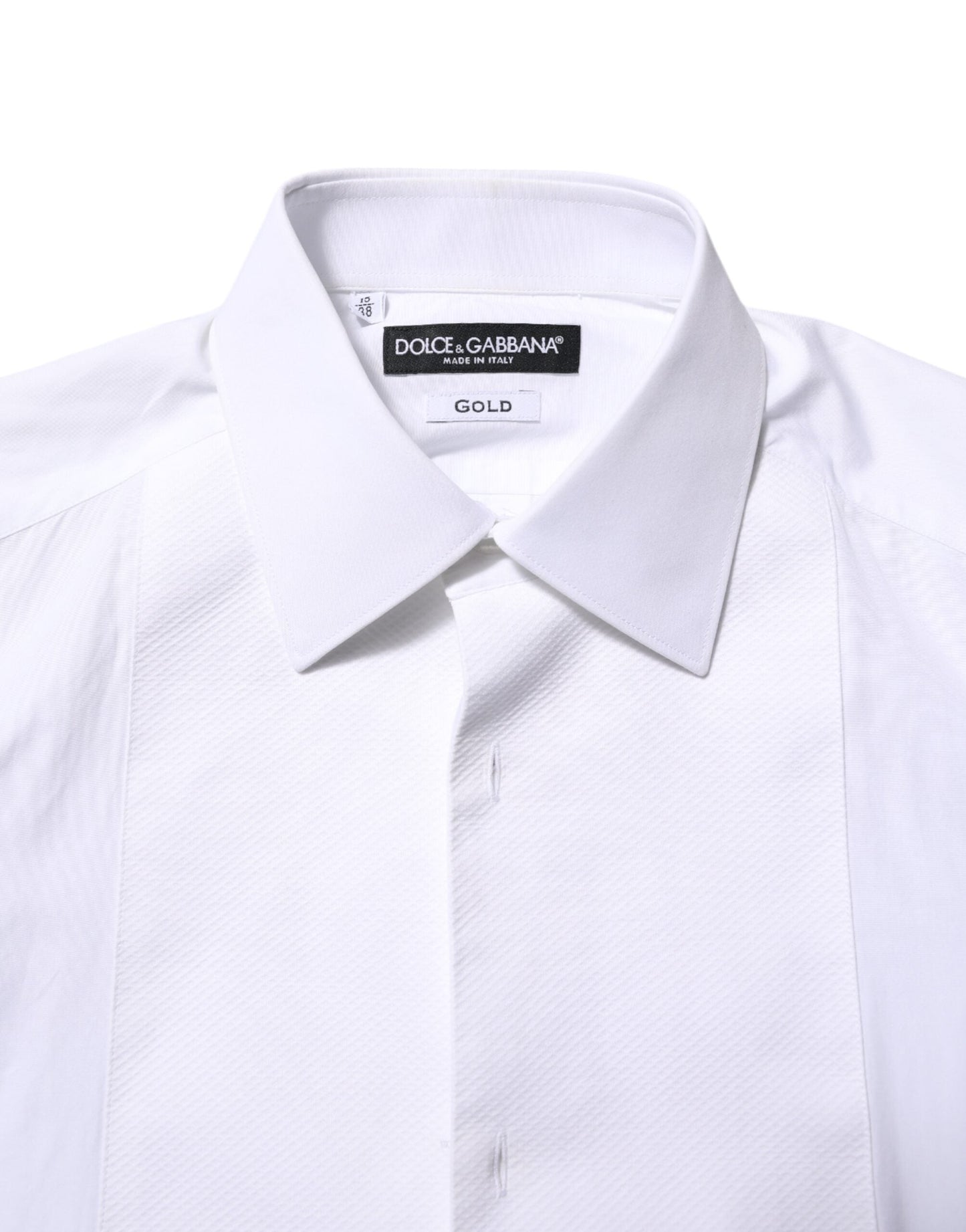 Dolce & Gabbana White Bib Cotton Poplin GOLD Formal Shirt