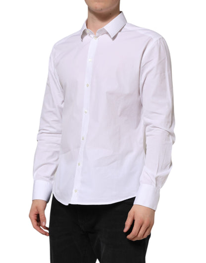 Dolce & Gabbana White Cotton Long Sleeves GOLD Formal Shirt