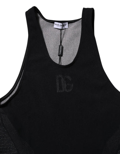 Dolce & Gabbana Black Nylon Sleeveless Underwear Tank T-shirt