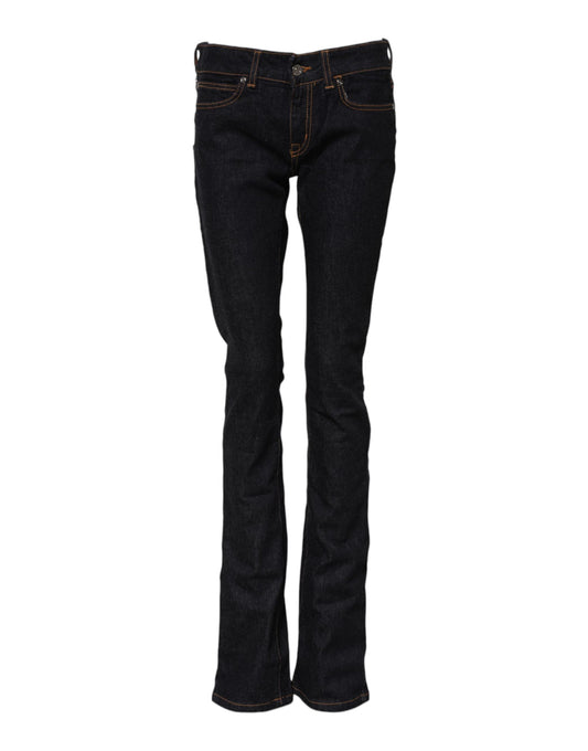GF Ferre Dark Blue Cotton Mid Waisted Skinny Denim Jeans