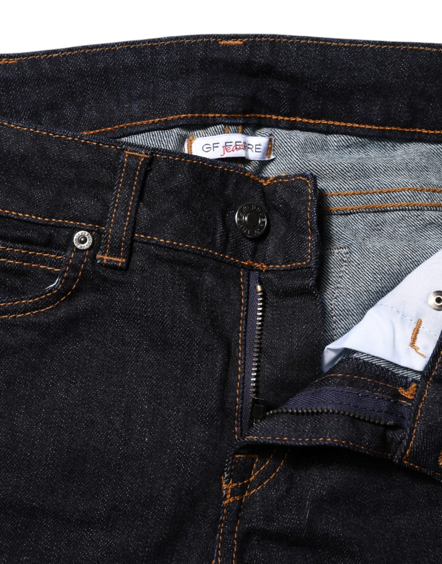 GF Ferre Dark Blue Cotton Mid Waisted Skinny Denim Jeans