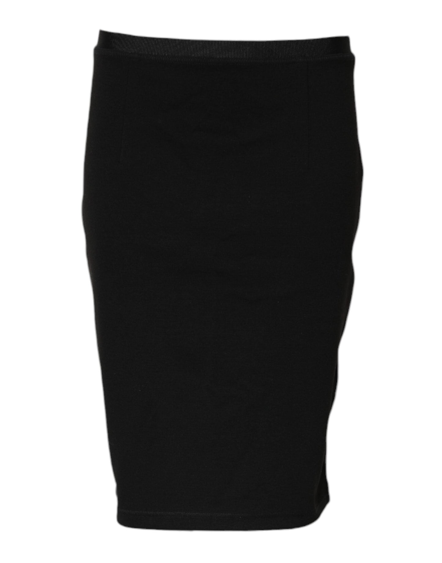 GF Ferre Black Polyester Pencil Cut Knee Length Skirt