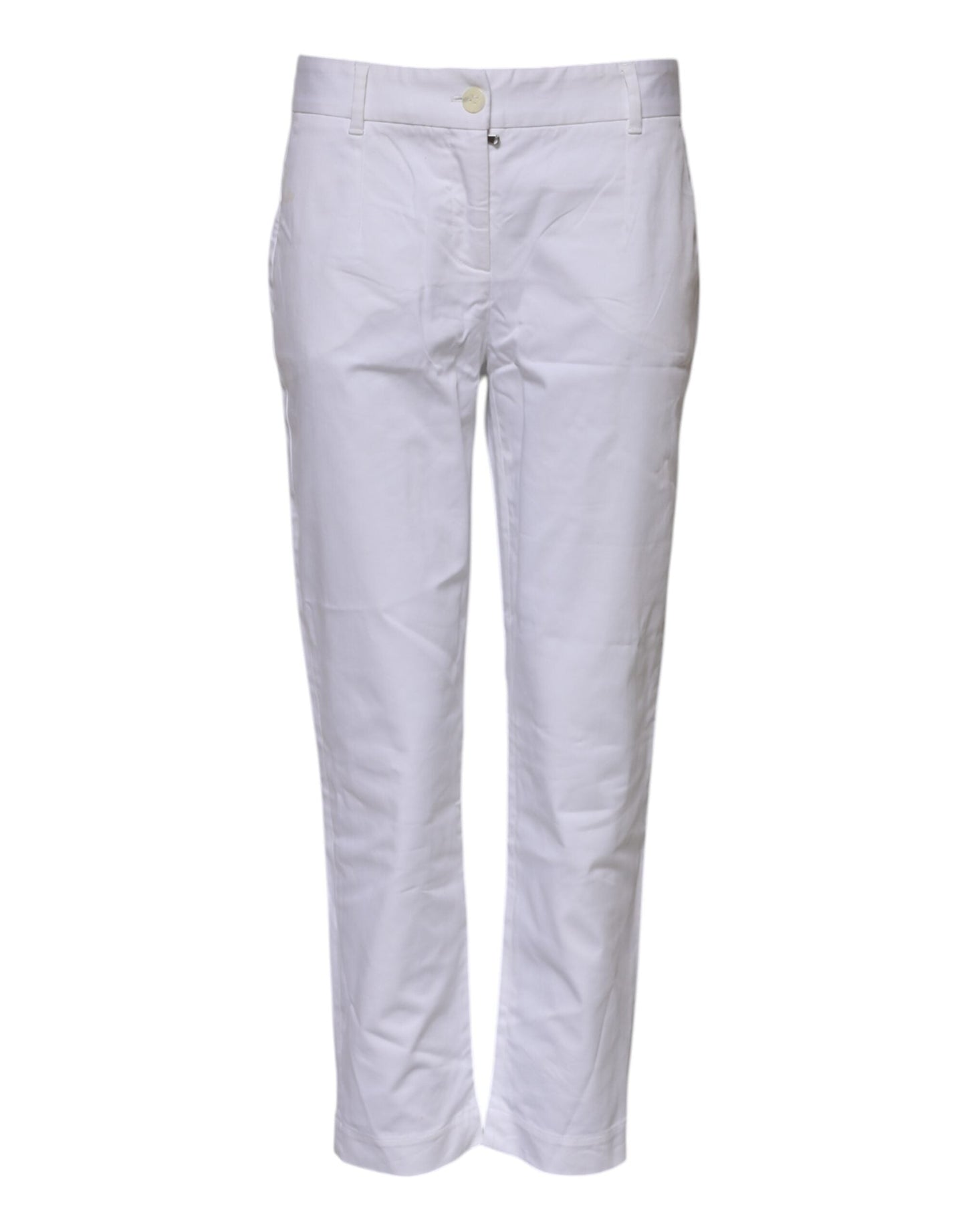 Dolce & Gabbana White Cotton Stretch Mid Waist Jeans