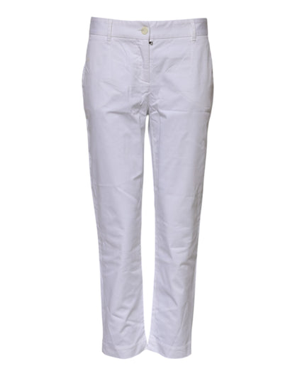 Dolce & Gabbana White Cotton Stretch Mid Waist Jeans