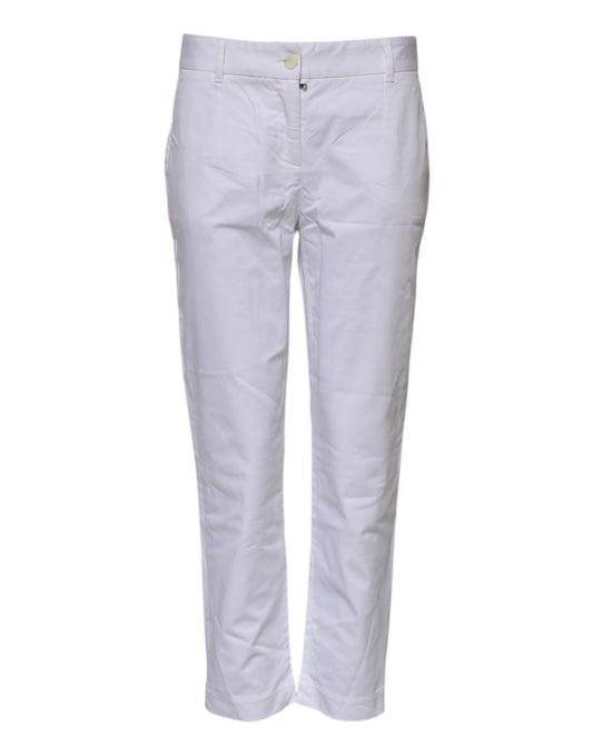 Dolce & Gabbana White Cotton Stretch Mid Waist Jeans