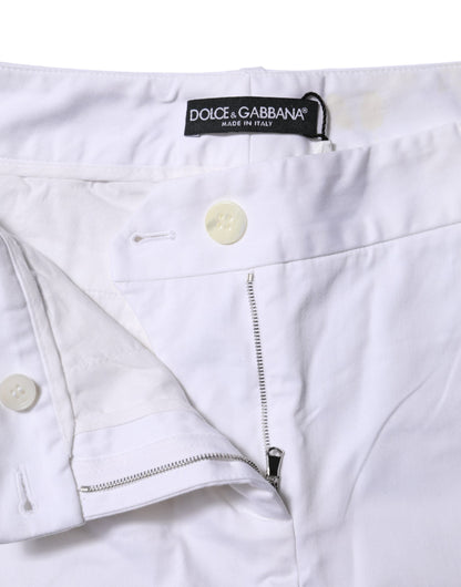 Dolce & Gabbana White Cotton Stretch Mid Waist Jeans