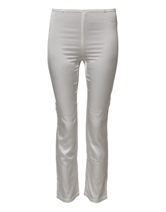 Dolce & Gabbana Ivory Silk Tapered High Waist Pants