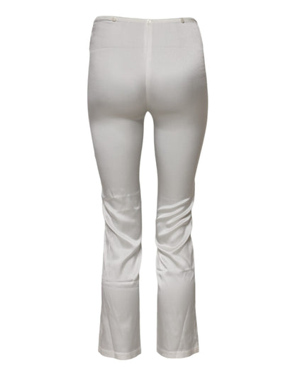 Dolce & Gabbana Ivory Silk Tapered High Waist Pants