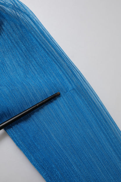 Dolce & Gabbana Blue See Through Turtleneck Long Sleeves Top