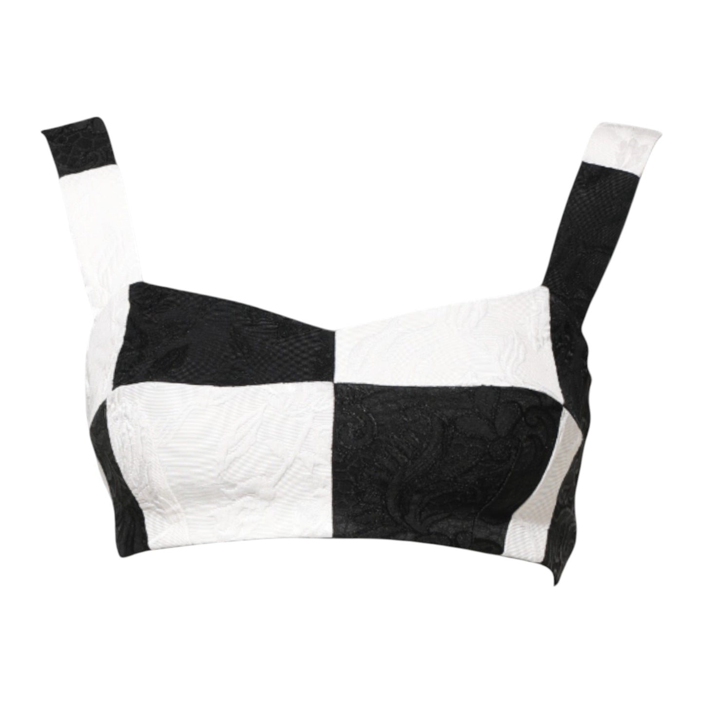 Dolce & Gabbana Black White Cropped Bustier Corset Bra Top