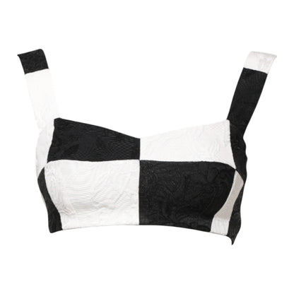 Dolce & Gabbana Black White Cropped Bustier Corset Bra Top