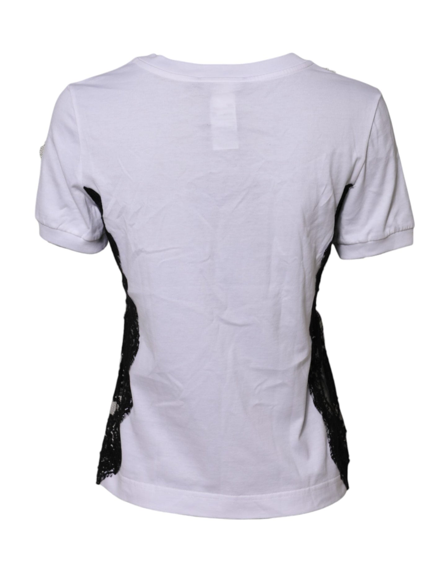 Dolce & Gabbana White Floral Lace DG Detailing Top T-shirt