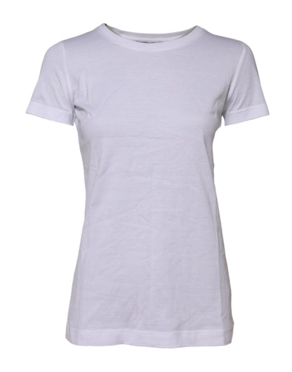 Dolce & Gabbana White Cotton Short Sleeves Round Neck T-shirt