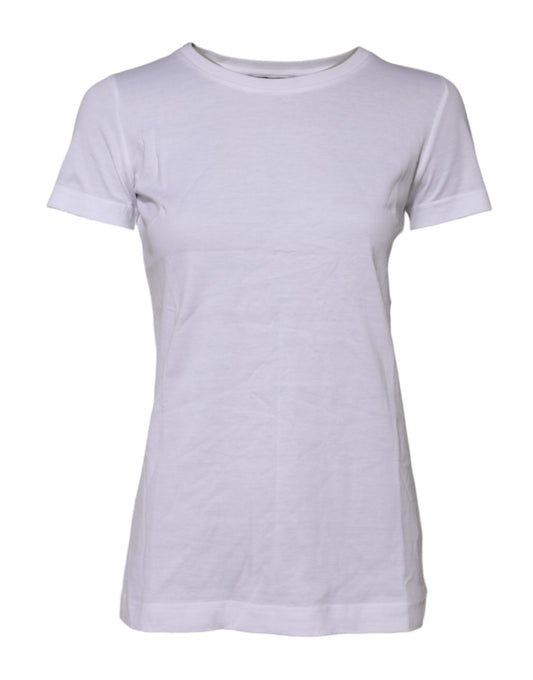 Dolce & Gabbana White Cotton Short Sleeves Round Neck T-shirt