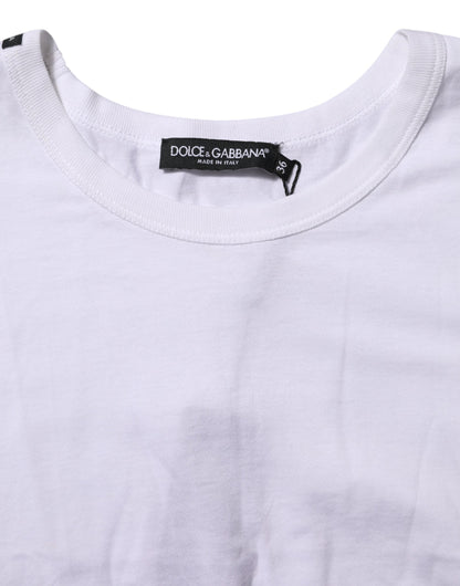 Dolce & Gabbana White Cotton Short Sleeves Cropped T-shirt