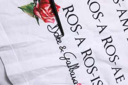 Dolce & Gabbana White Cotton Printed Sleeveless Round Neck Top