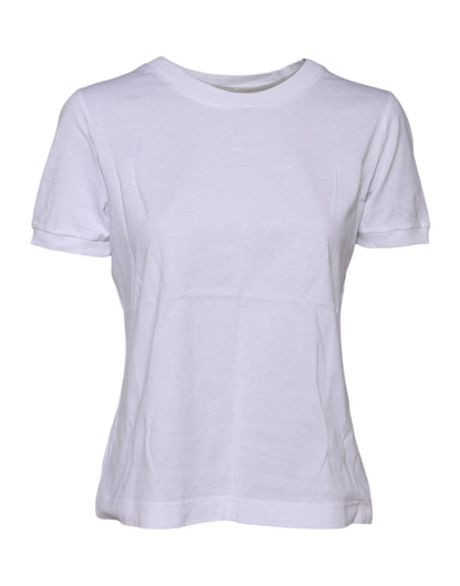 Dolce & Gabbana White Cotton Round Neck Short Sleeves T-shirt