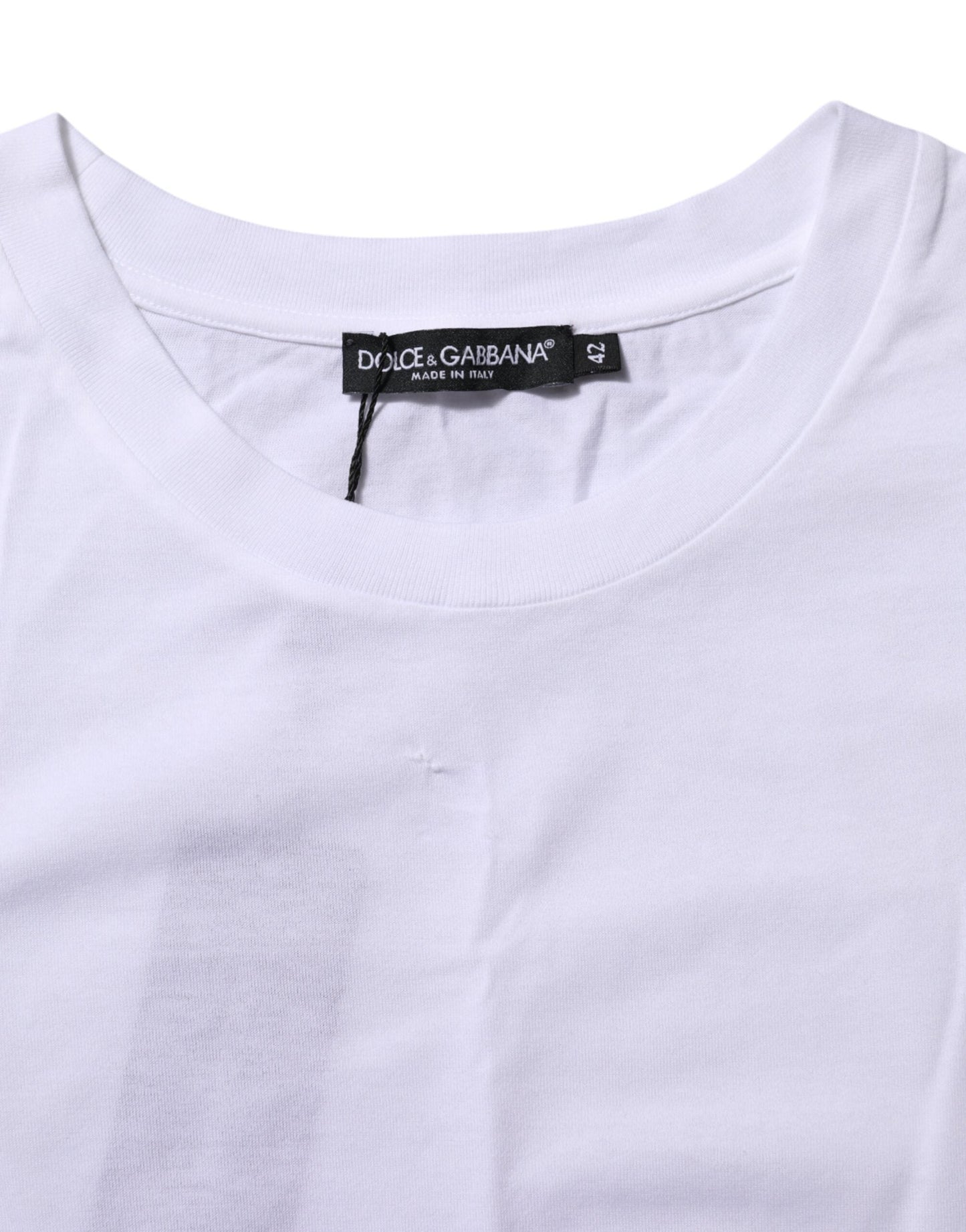 Dolce & Gabbana White Cotton Round Neck Short Sleeves T-shirt