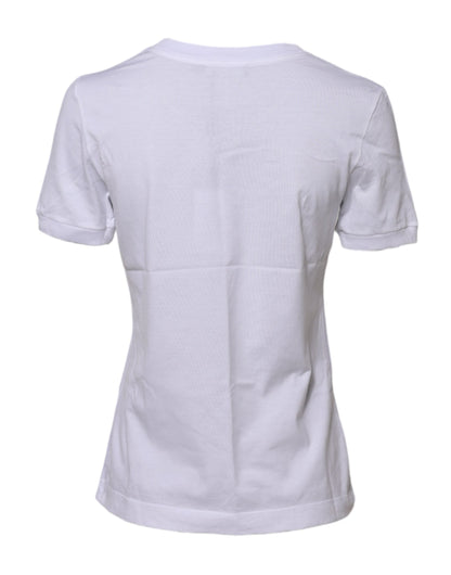 Dolce & Gabbana White Cotton Round Neck Short Sleeves T-shirt