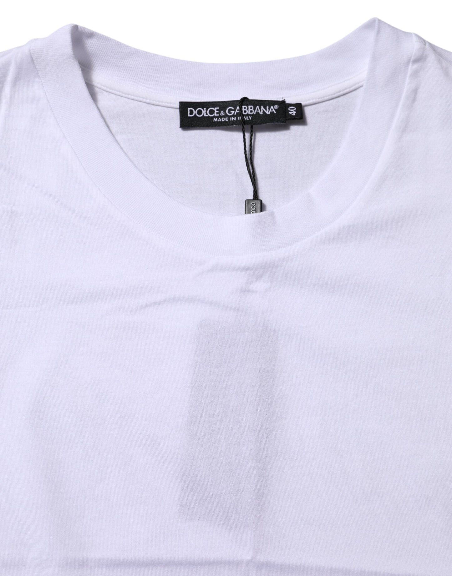 Dolce & Gabbana White Cotton Round Neck Short Sleeves T-shirt