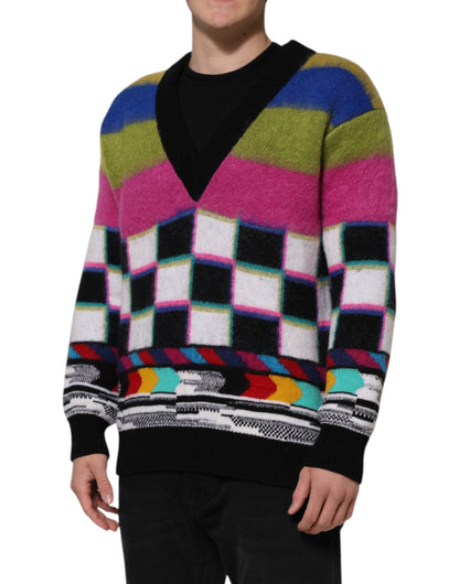 Dolce & Gabbana Multicolor Glitch Design Pullover Sweater
