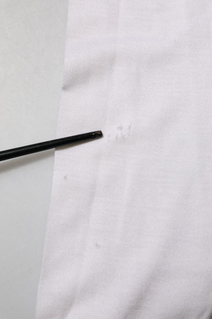 Dolce & Gabbana White Cashmere Logo V-neck Pullover Sweater