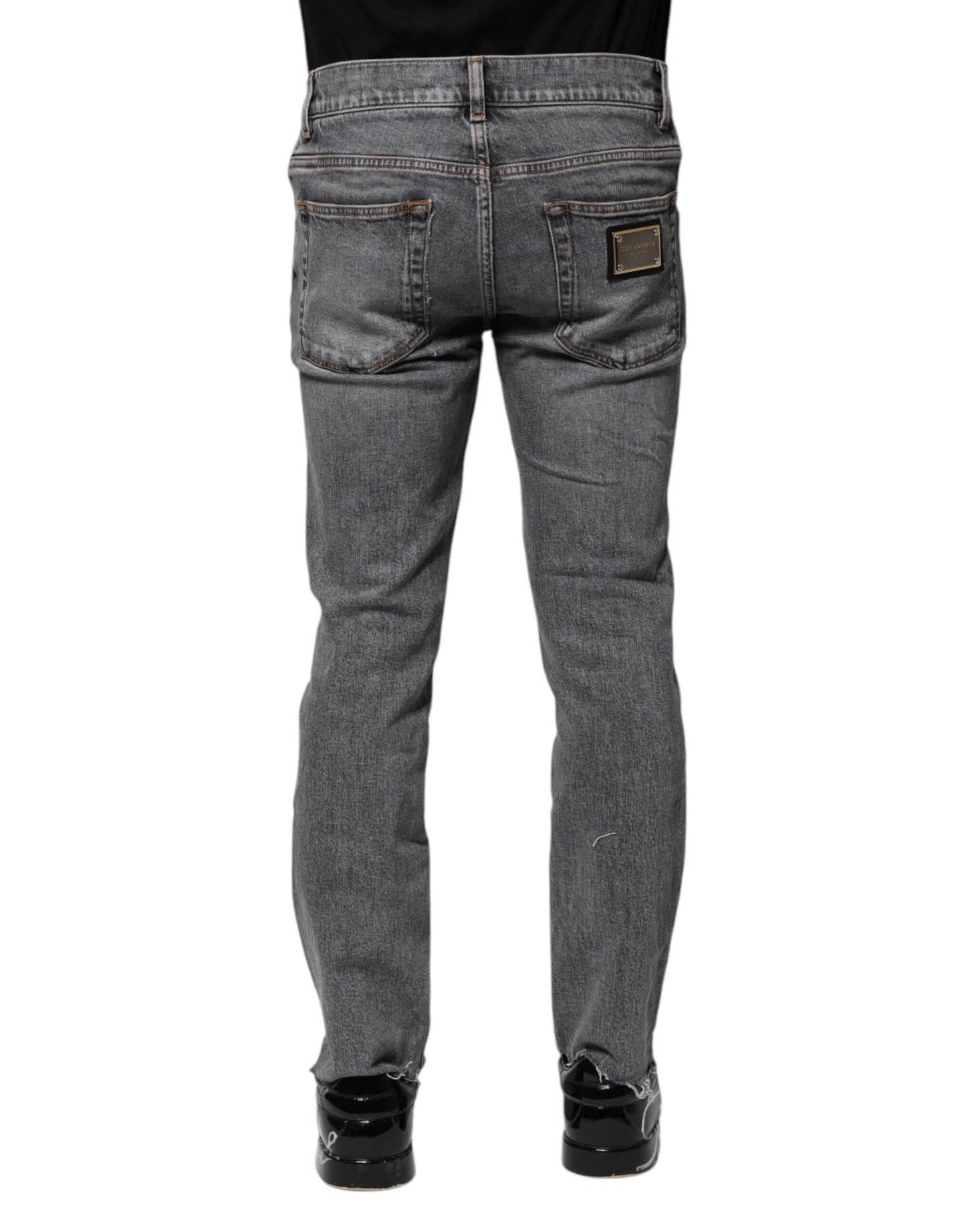 Dolce & Gabbana Gray Cotton Skinny Men Denim Trouser Jeans