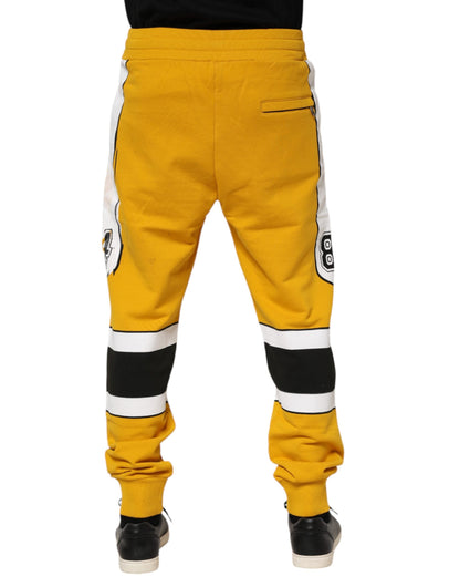Dolce & Gabbana Yellow Cotton Printed Sweatpants Jogger Pants