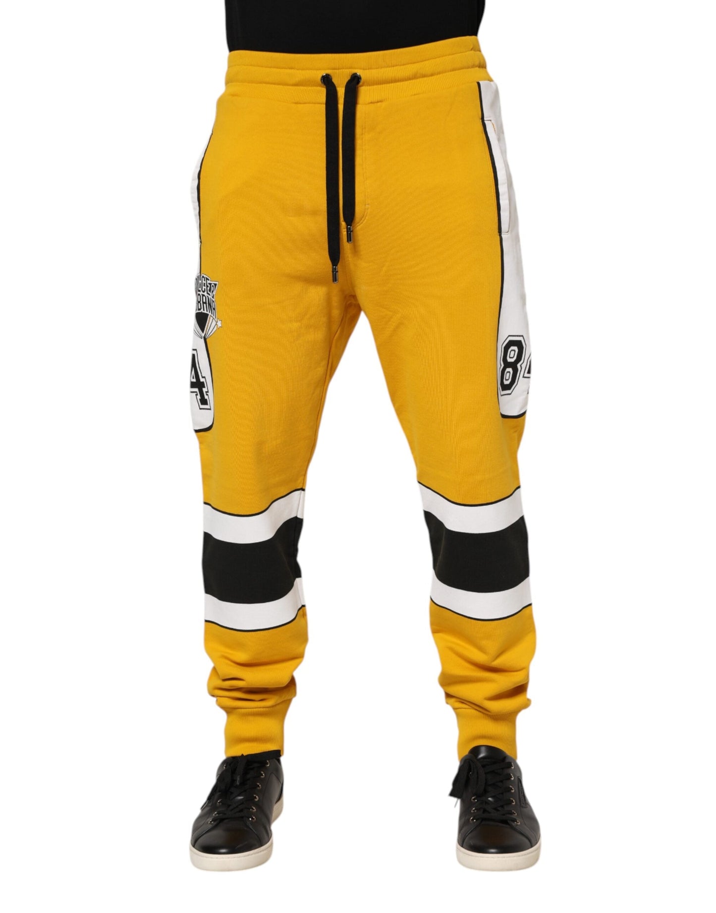 Dolce & Gabbana Yellow Cotton Print Jogger Sweatpants Pants