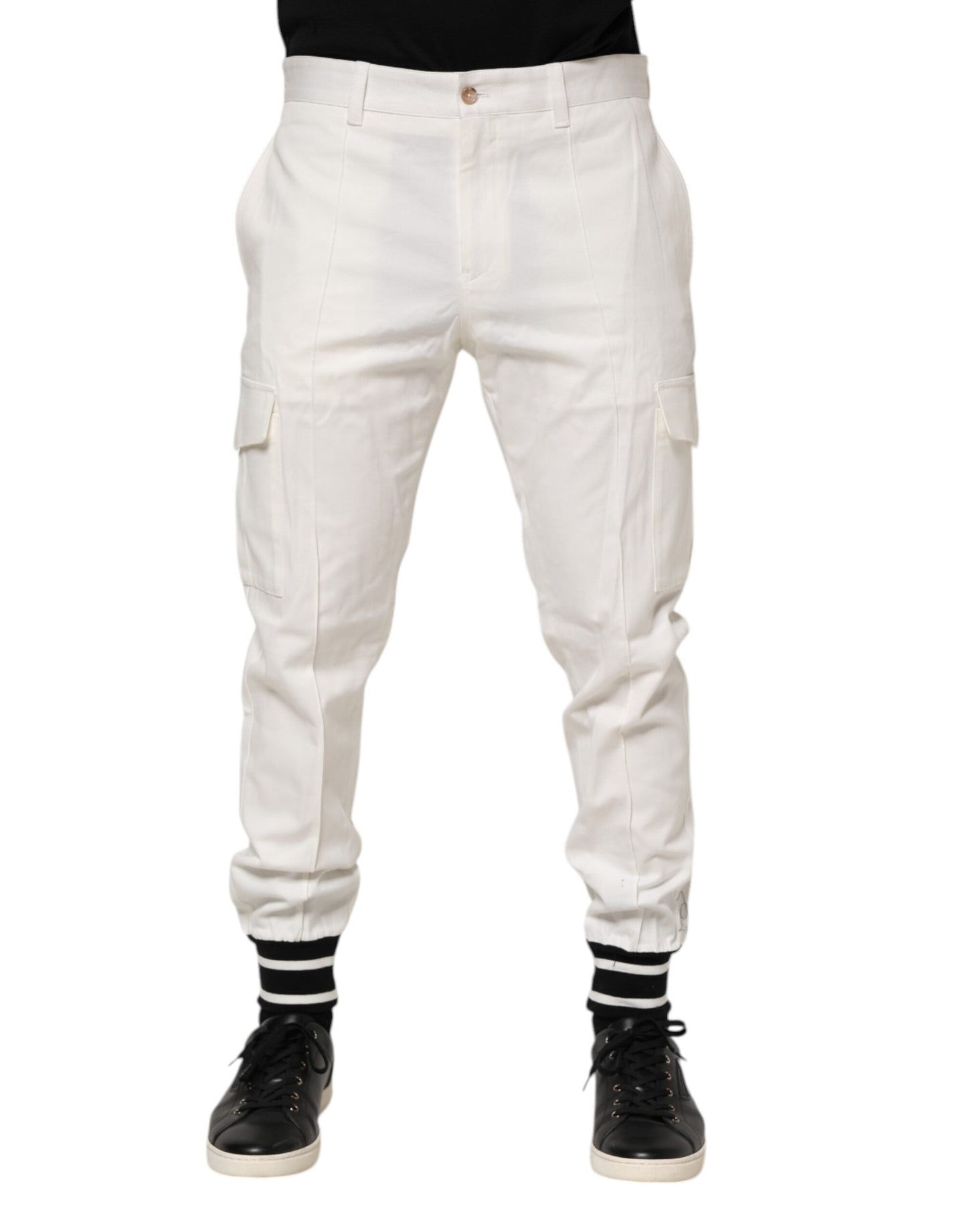 Dolce & Gabbana White Cotton Jogger Cargo Skinny Men Pants