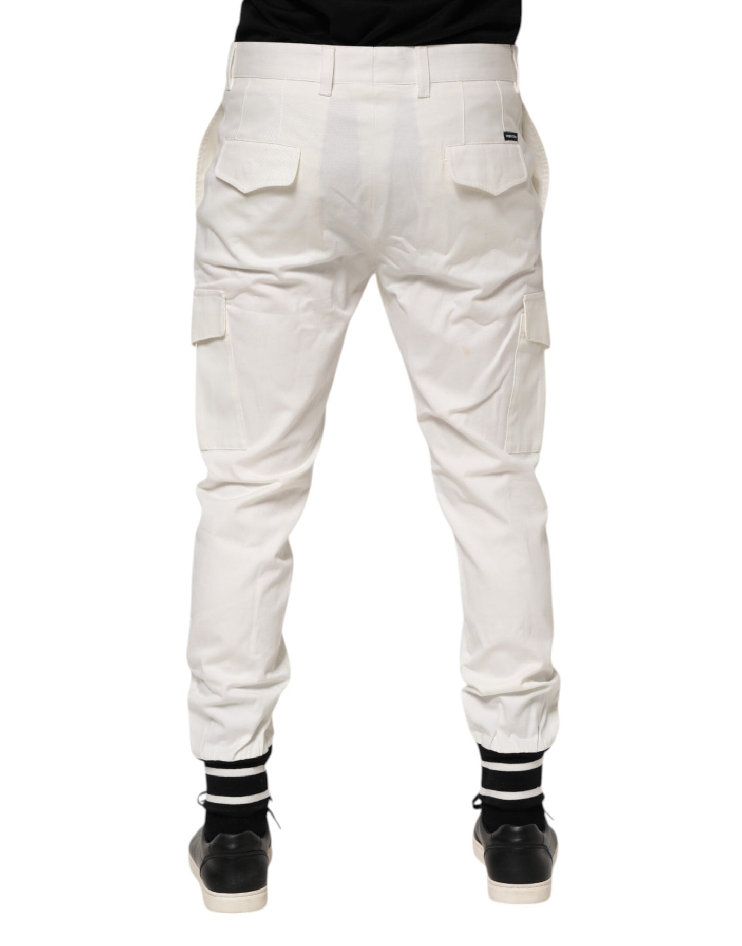 Dolce & Gabbana White Cotton Jogger Cargo Skinny Men Pants
