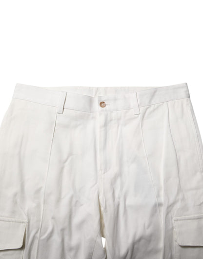 Dolce & Gabbana White Cotton Jogger Cargo Skinny Men Pants