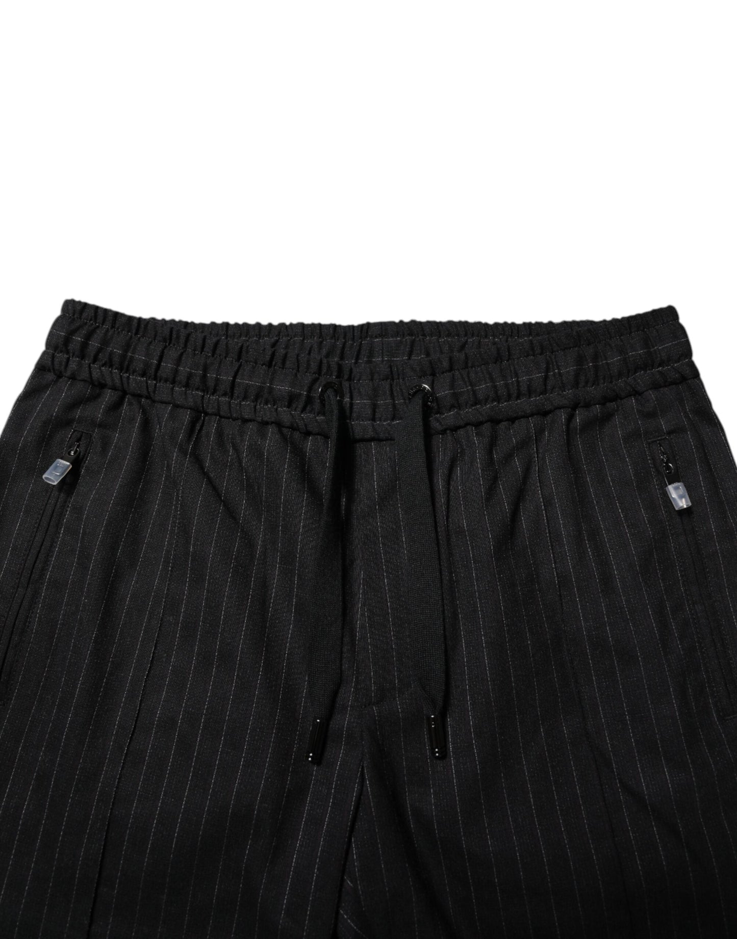 Dolce & Gabbana Black Striped Wool Men Jogger Pants