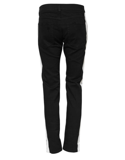 Dolce & Gabbana Black Tattered White Lining Skinny Denim Jeans