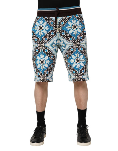 Dolce & Gabbana Multicolor Cotton Maiolica Print Bermuda Shorts