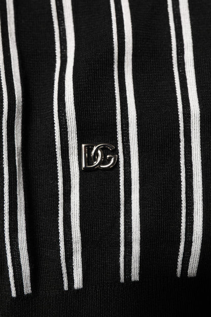 Dolce & Gabbana Black White Stripes Collared Polo T-shirt