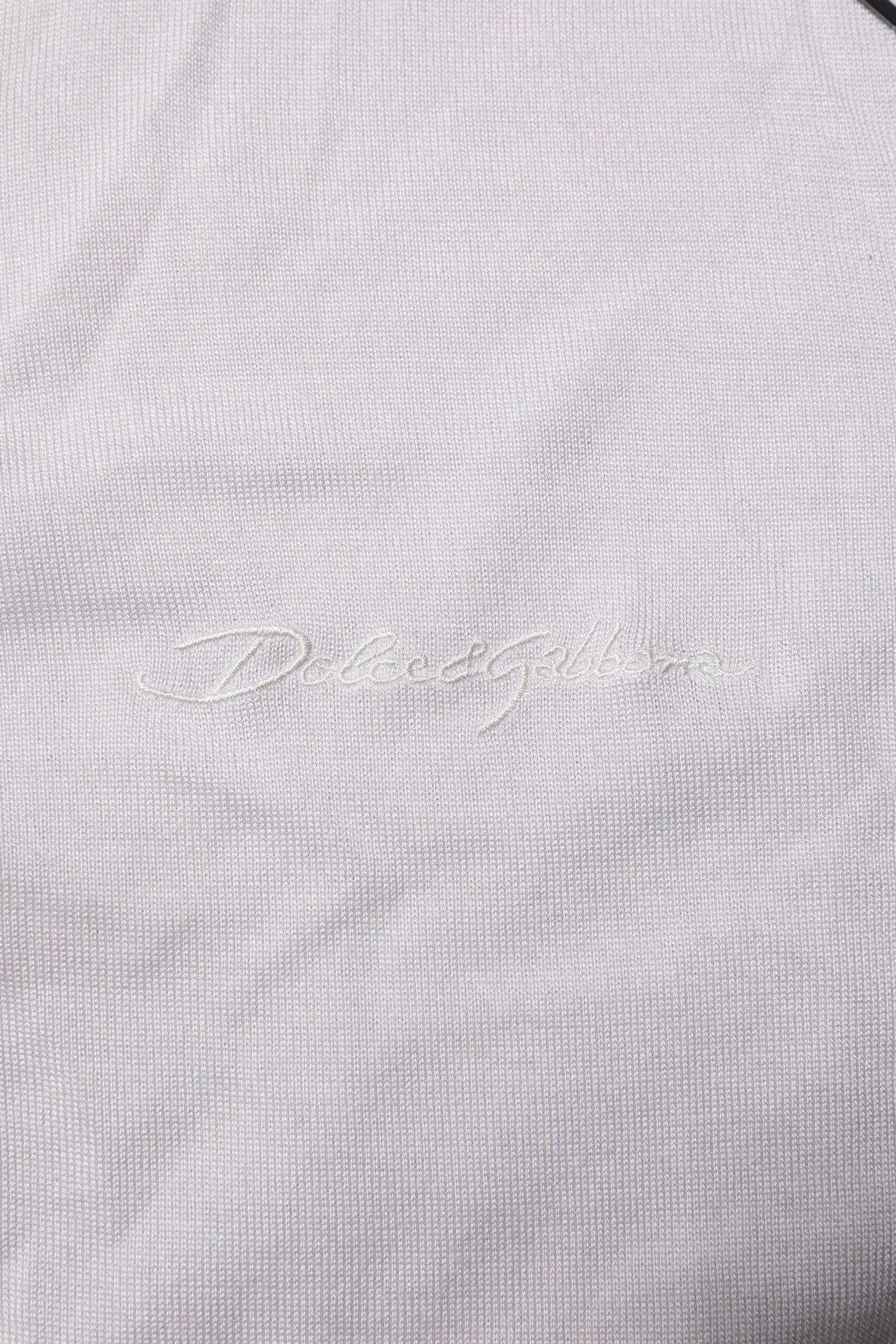 Dolce & Gabbana White Silk Short Sleeves Men Henley T-shirt