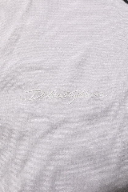 Dolce & Gabbana White Silk Short Sleeves Men Henley T-shirt