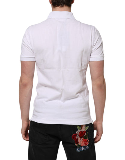 Dolce & Gabbana White Logo Short Sleeve Collared Polo T-shirt