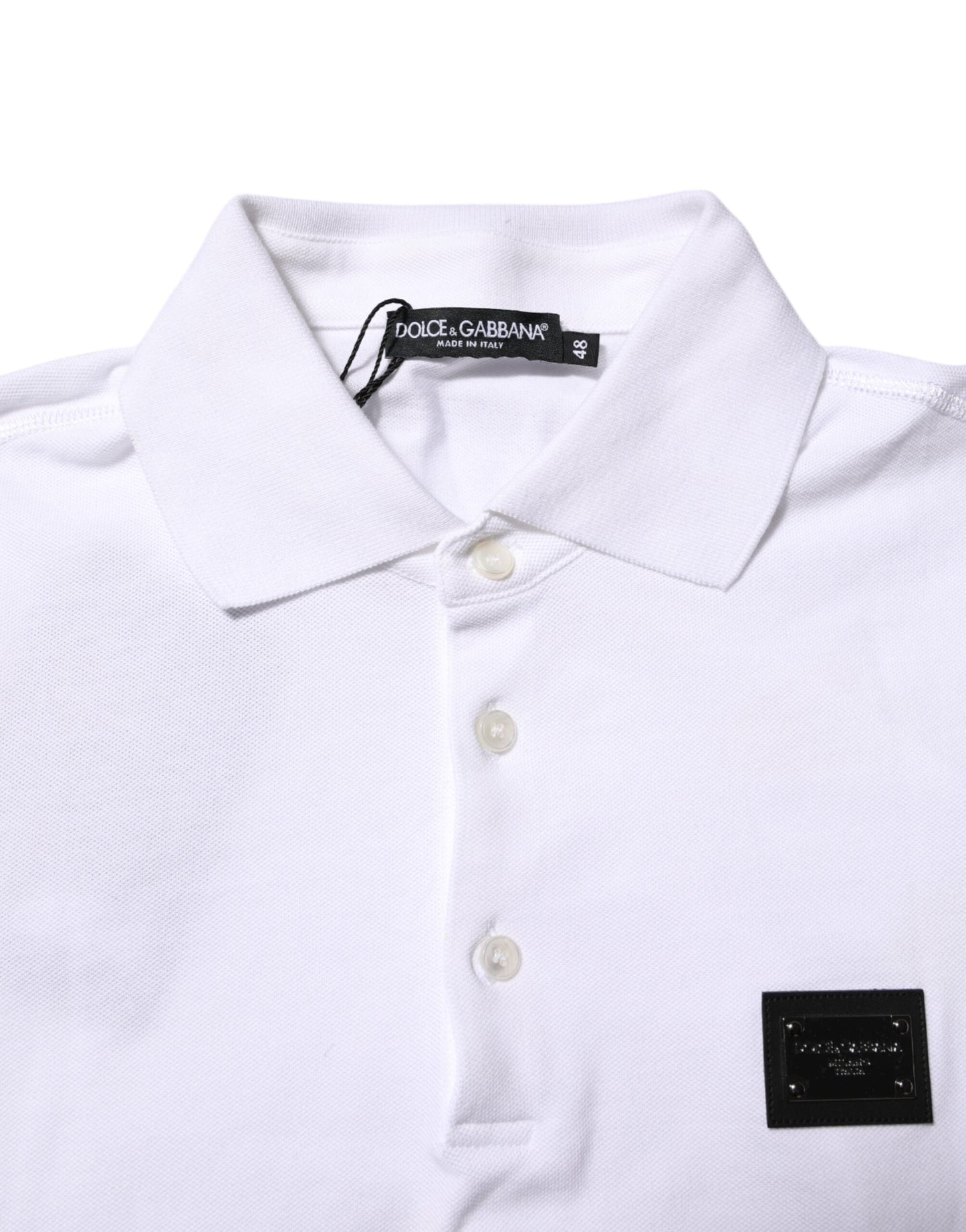 Dolce & Gabbana White Logo Short Sleeve Collared Polo T-shirt