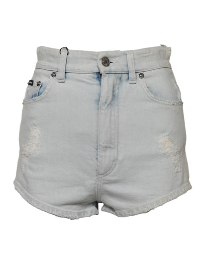Dolce & Gabbana Light Blue Washed Denim Cotton Hot Pants Shorts