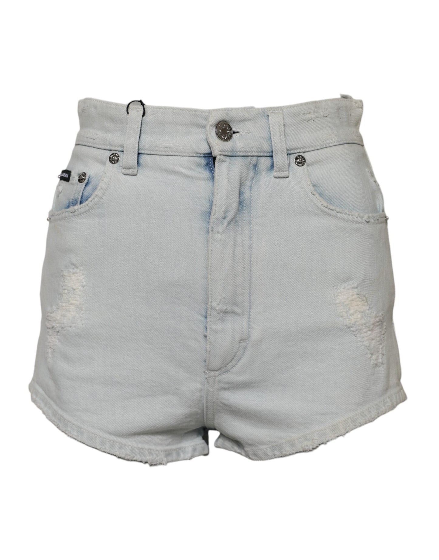 Dolce & Gabbana Light Blue Washed Denim Cotton Hot Pants Shorts