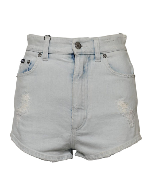 Dolce & Gabbana Light Blue Washed Denim Cotton Hot Pants Shorts