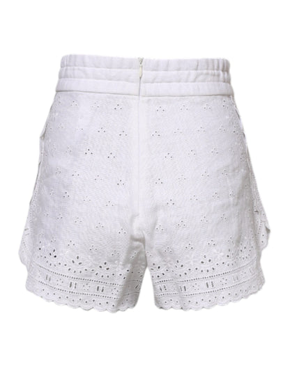 Dolce & Gabbana White Linen High Waisted Hot Pants Shorts