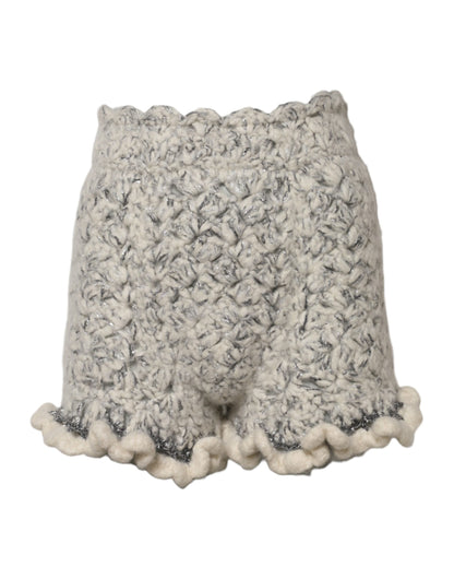 Dolce & Gabbana Metallic Bouclé Knit Cashmere Ruffled Shorts